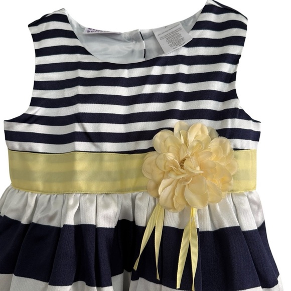 Blueberi Boulevard Dress Striped Flower Sleeveless Lined Size 4T - Picture 2 of 6